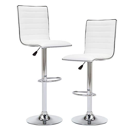 IntimaTe WM Heart 2 x Taburete de Bar con Alto Respaldo Regulable en Altura Taburete Giratorio de Cuero Artificial Reposapiés y Base Cromado, para Bar, Cocina, Familia (Blanco) IntimaTe WM Heart 2 x Taburete de Bar con Alto Respaldo Regulable en Altura Taburete Giratorio de Cuero Artificial Reposapiés y Base Cromado, para Bar, Cocina, Familia (Blanco)