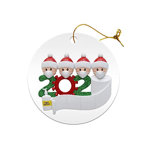 Jiaji 2020 Adornos de Navidad Cerámica Ornamentos de Santa Clause Familia que lleva máscara de cerámica hecha a mano árbol de Navidad Decoración Familiar Navidad (7,1 cm)