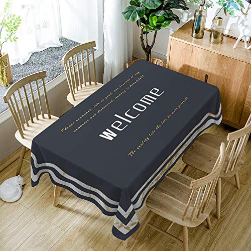 JKRFV Tablecloth Carta de Bienvenida Moderno Mantel para Cocina Salón Comedor Impermeable Resistente al Manteles de Antimanchas, Fácilmente Limpiable 90cm x 90cm