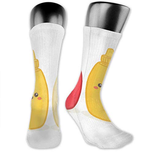 JONINOT 2 paquetes de calcetines deportivos ligeros y cómodos de 40CM, divertidos y bonitos, salsa de tomate, mostaza, mayonesa, botella, medias largas JONINOT 2 paquetes de calcetines deportivos ligeros y cómodos de 40CM, divertidos y bonitos, salsa de tomate, mostaza, mayonesa, botella, medias largas