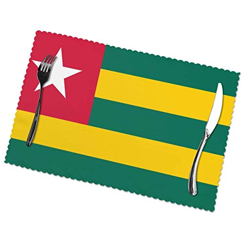 Juego de 6 manteles Individuales para Mesa de Comedor Togo Flag Table Mats Manual Pintado a Mano Manteles Individuales Lavables para Mesa de Cocina 12 X 18 Pulgadas