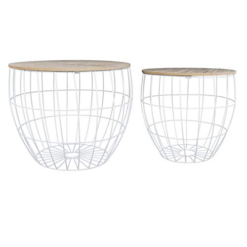 Juego de Mesa Nido para Sala de Estar de 2 Piezas, Juego de 2 Mesas de Centro Nido Redondas Mesas Auxiliares Decorativas con Cesta de Almacenamiento Marco de Metal Mesas de Centro Nido Modernas Juego de Mesa Nido para Sala de Estar de 2 Piezas, Juego de 2 Mesas de Centro Nido Redondas Mesas Auxiliares Decorativas con Cesta de Almacenamiento Marco de Metal Mesas de Centro Nido Modernas