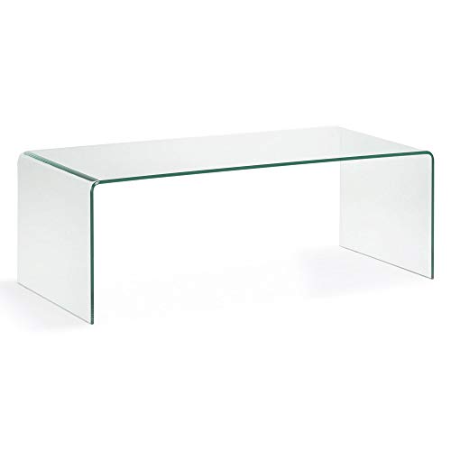 Kave Home - Mesa de Centro Burano de Cristal Templado Transparente con Forma Rectangular 110 x 50 cm