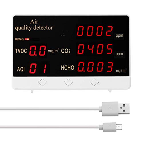 Kecheer Medidor de CO2 Detector de calidad del aire,CO2 HCHO TVOC monitor de calidad de aire alta precisión,medidor de co2 con pantalla LCD