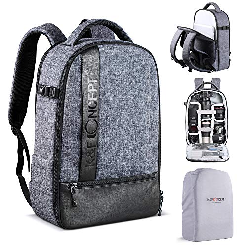 K&F Concept Mochila Fotográfica, Mochila de Fotografía para Cámara Reflex Impermeable para 2 Cámaras, 5 Lentes, 1 Trípode, Portátil 15" y Drone K&F Concept Mochila Fotográfica, Mochila de Fotografía para Cámara Reflex Impermeable para 2 Cámaras, 5 Lentes, 1 Trípode, Portátil 15" y Drone