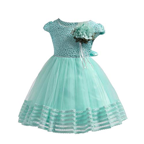 KINDOYO Vestido de Bautizo - Vestido de Flores para Niñas Sin Mangas Princesa Fiesta de Cumpleaños de la Bautizo Vestidos para Bebés,Verde,20M(10-18 Meses)