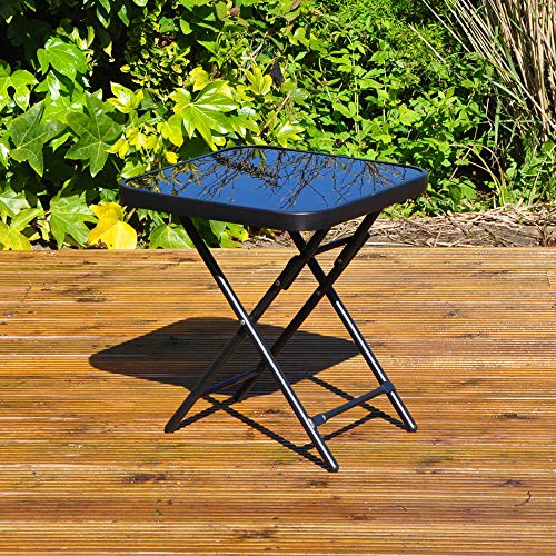 Kingfisher - Mesa Plegable para jardín o Patio - Ideal para Bebidas - Color Negro