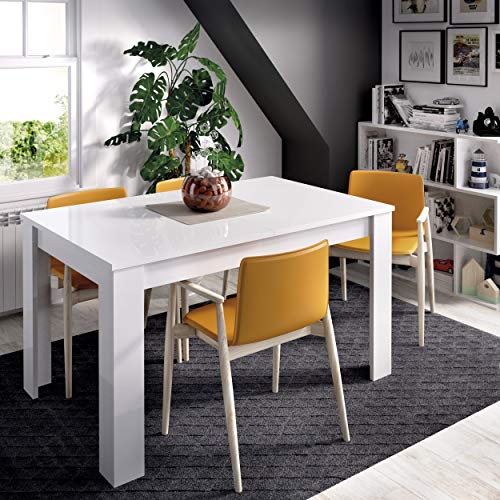 KITKAY Mesa Comedor de 140x90 cm. Extensible Atlas Blanco Brillo KITKAY Mesa Comedor de 140x90 cm. Extensible Atlas Blanco Brillo