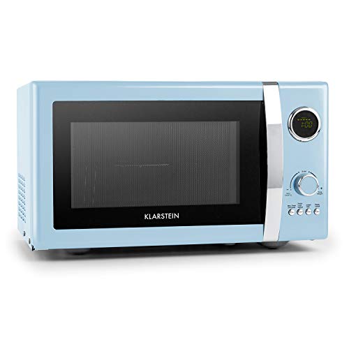 Klarstein Fine Dinesty Microondas Grill Retro - Carcasa metálica, 23 L, 800 W de potencia de microondas, 1000 W de potencia del grill, Programable, 12 programas, pantalla LCD, Azul Klarstein Fine Dinesty Microondas Grill Retro - Carcasa metálica, 23 L, 800 W de potencia de microondas, 1000 W de potencia del grill, Programable, 12 programas, pantalla LCD, Azul