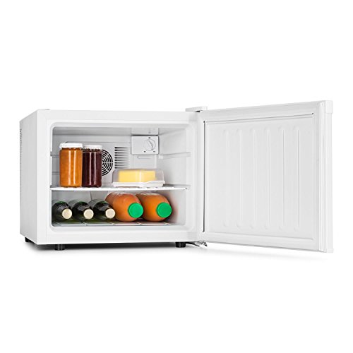 Klarstein Manhattan Mininevera - Minibar de hotel, oficina o dormitorio, Silenciosa, Bajo consumo 70W, Capacidad 35L, Niveles temperatura 5-12ºC, Apuerta puerta derecha, Pies de goma, Blanco