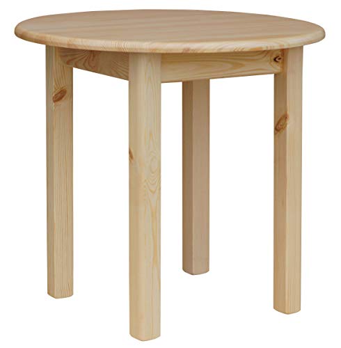koma Mesa de comedor redonda de pino maciza para restaurante (90 cm, barnizada)