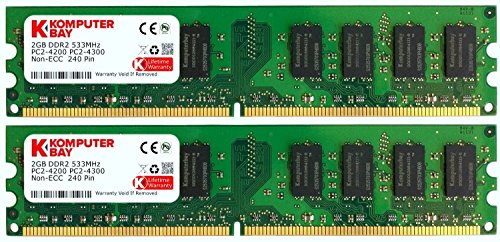 Komputerbay - Módulo de memoria DIMM (240 PIN) para PC, 4GB (2 x 2GB), DDR2, 533MHz, PC2-4200/PC2-4300