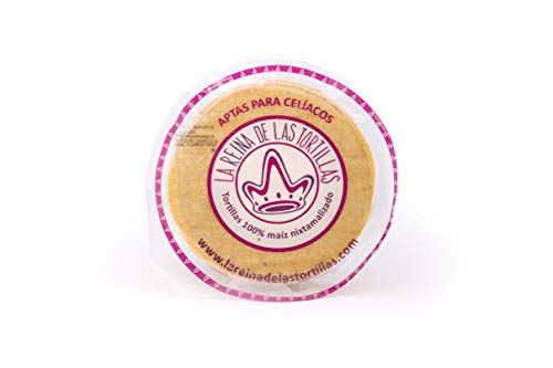La Reina de las Tortillas - Tortillas de maíz amarillo 100% nixtamalizado. Líder europeo en gastronomía artesanal mexicana. Aptas para veganos y celíacos. Envasadas al vacío. Pack de 500 g. 12 cm. 4 meses de caducidad. 23 Unidades aprox. La Reina de las Tortillas - Tortillas de maíz amarillo 100% nixtamalizado. Líder europeo en gastronomía artesanal mexicana. Aptas para veganos y celíacos. Envasadas al vacío. Pack de 500 g. 12 cm. 4 meses de caducidad. 23 Unidades aprox.
