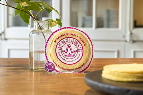 La Reina de las Tortillas-Tortillas Mexicanas de Maíz Amarillo 100% Nixtamalizado- Líder gastronomía mexicana. Para Veganos y Celíacos. 250 g Al Vacío. 12 cm. 4 meses de caducidad. 11 Uds aprox. La Reina de las Tortillas-Tortillas Mexicanas de Maíz Amarillo 100% Nixtamalizado- Líder gastronomía mexicana. Para Veganos y Celíacos. 250 g Al Vacío. 12 cm. 4 meses de caducidad. 11 Uds aprox.