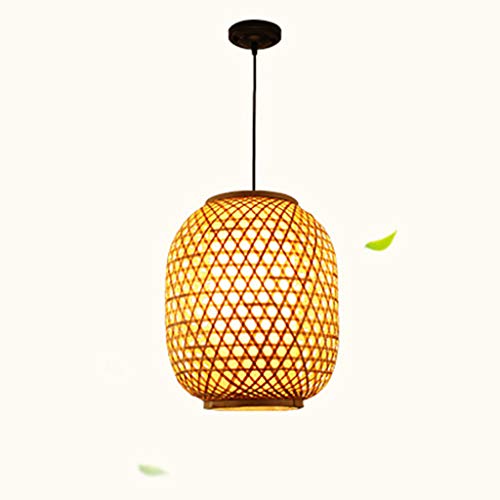 Lámparas de pared De estilo japonés creativo colgante china hecha a mano linterna de luz tejida a mano de bambú de mimbre la linterna de la lámpara E27 cubierta iluminación de techo de la lám,H40CM