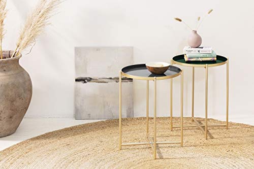 LIFA LIVING Mesita de Centro Redonda Verde, Mesita Auxiliar Metálica, Diseño Minimalista, Forma Redonda, Ø37.5 x 47,5 cm, Metal LIFA LIVING Mesita de Centro Redonda Verde, Mesita Auxiliar Metálica, Diseño Minimalista, Forma Redonda, Ø37.5 x 47,5 cm, Metal