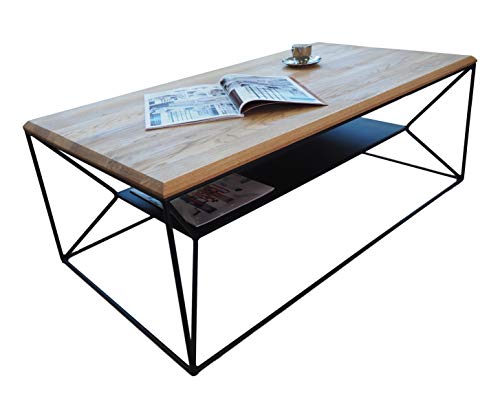Lumarc Teramo - Mesa de salón de madera maciza de roble natural con diseño moderno industrial minimalista, roble rectangular, 110 x 60 x 40 cm (roble) Lumarc Teramo - Mesa de salón de madera maciza de roble natural con diseño moderno industrial minimalista, roble rectangular, 110 x 60 x 40 cm (roble)