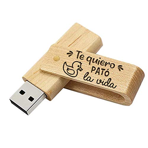 Memoria USB Te Quiero Pato La Vida de Madera 16 GB - Pendrive Frase De Amor para Enamorados - Pen Drive Regalo para Novios