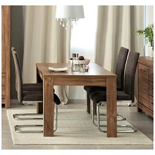 MerkaHome - Mesa Comedor Extensible Nogal 160x90cm Marlon MerkaHome - Mesa Comedor Extensible Nogal 160x90cm Marlon