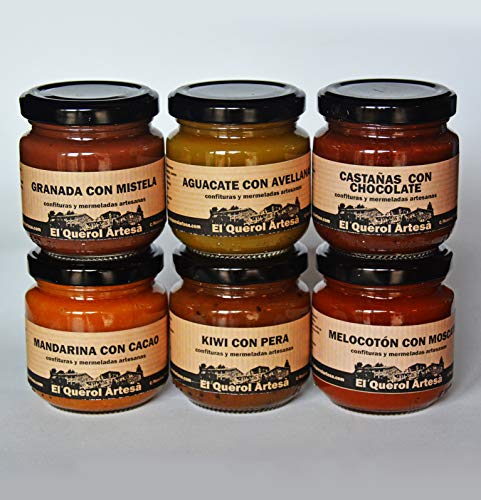 MERMELADAS ARTESANAS PACK DE 6 de 170gr. aguacate, castañas, granada, melocotón, mandarina, kiwi MERMELADAS ARTESANAS PACK DE 6 de 170gr. aguacate, castañas, granada, melocotón, mandarina, kiwi