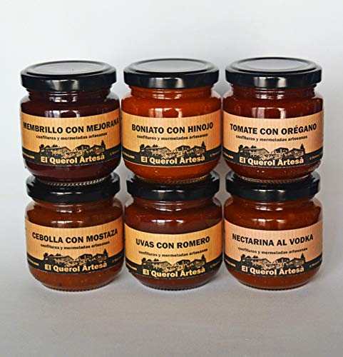 MERMELADAS ARTESANAS PACK DE 6 de 170gr. uvas, membrillo, nectarina, boniato, tomate, cebolla MERMELADAS ARTESANAS PACK DE 6 de 170gr. uvas, membrillo, nectarina, boniato, tomate, cebolla