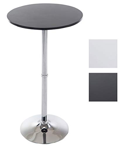 Mesa Alta de Bar con Tablero Redondo | Mesa de Soporte Alto de Metal con Superficie Redonda de Madera I Mesa de Bar con Ø 60 cm I Color:, Color:Negro