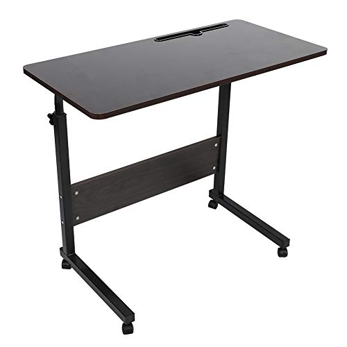 Mesa Auxiliar de Computadora para Cama Sofá, Ajustable Mesa de Ordenador Portatil con Ruedas Escritorio de Pie Móvil para Ordenador con Ranura para Tableta para Oficina dormitorio Salón(Nogal Negro)