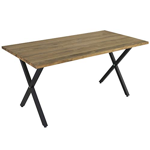 Mesa Comedor Pata X 200x80x75cm Negra en Madera de Pino Acabado Vintage Estilo Industrial