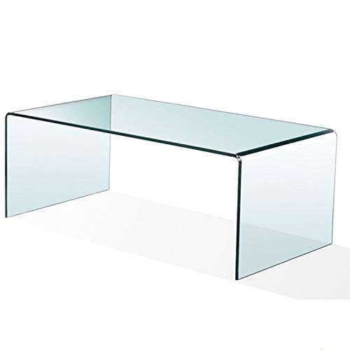 Mesa de Centro Cristal Curvado, 100 x 48 x 43 cm (Medida Exclusiva)