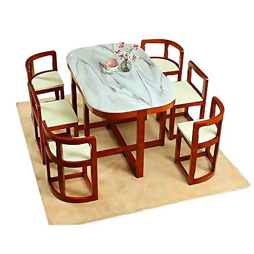 Mesa de Comedor, Mesa de Comedor de mármol y Juego de sillas Mesa de Muebles de Cocina de 7 Piezas + Silla de 6 Piezas 130x80x75cm,Begonia