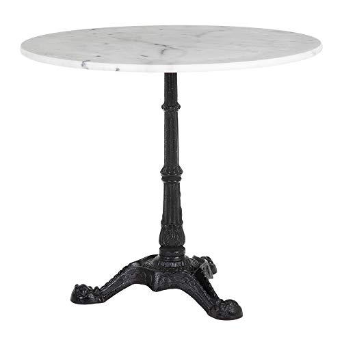 Mesa de Comedor Redonda de mármol y Metal Vintage Blanca y Negra de 71x80x80 cm - LOLAhome Mesa de Comedor Redonda de mármol y Metal Vintage Blanca y Negra de 71x80x80 cm - LOLAhome