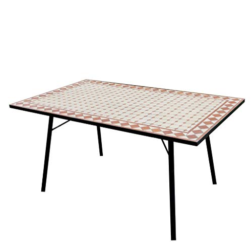 Mesa de jardín de hierro con tablero de mosaico TTM 12