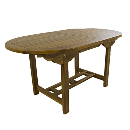 Mesa de jardín Extensible 160/210 cm de Madera Teca, Madera Teca Grado A, Ovalada, Tamaño: 160/210x90x77 cm, Tratamiento al Agua aplicado