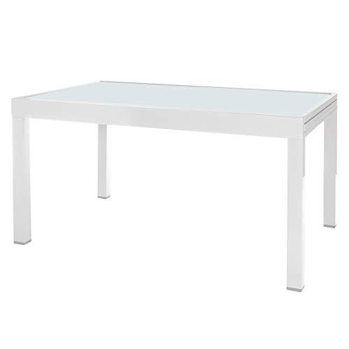 Mesa de jardín Extensible Aluminio Blanca de 74x135x90 cm - LOLAhome