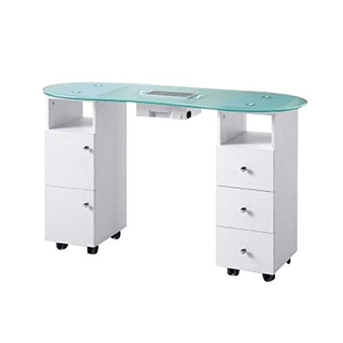 Mesa de Manicura Profesional con Aspiradora y Base de Cristal con 5 Cajones de Cómodo Acceso para Utensilios Mesa de Manicura Profesional con Aspiradora y Base de Cristal con 5 Cajones de Cómodo Acceso para Utensilios