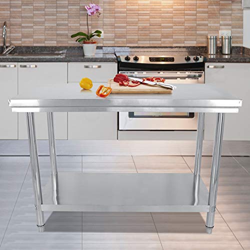 Mesa trabajo acero inoxidable, Superficie de trabajo, Mesa profesional de acero inoxidable para cocina y Catering 120 x 60 x 85 cm