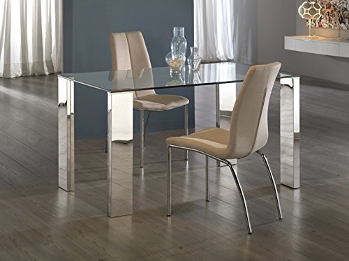 Mesas de Comedor de Acero y Cristal : Colección MALIBU