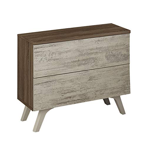 Mesita de Noche, mesilla Dormitorio Modelo Soto, Color Trufa y Cañón Blanco, Medidas: 52 cm (Ancho) x 50 cm (Alto) x 34,8 cm (Fondo) Mesita de Noche, mesilla Dormitorio Modelo Soto, Color Trufa y Cañón Blanco, Medidas: 52 cm (Ancho) x 50 cm (Alto) x 34,8 cm (Fondo)