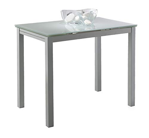 Miroytengo Mesa Cocina Cristal Extensible Color Blanco Estilo Moderno Comedor 100-140x76x60