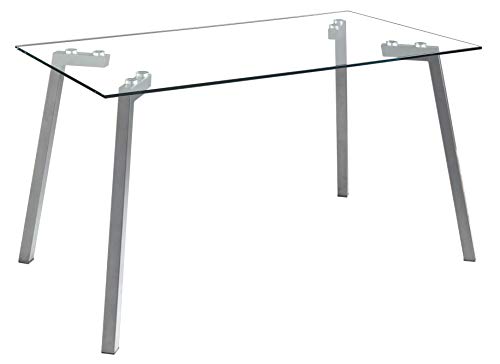 Miroytengo Mesa Fija Vidrio Cristal Transparente Rectangular Comedor Salon Patas Gris 140x80x75 Miroytengo Mesa Fija Vidrio Cristal Transparente Rectangular Comedor Salon Patas Gris 140x80x75