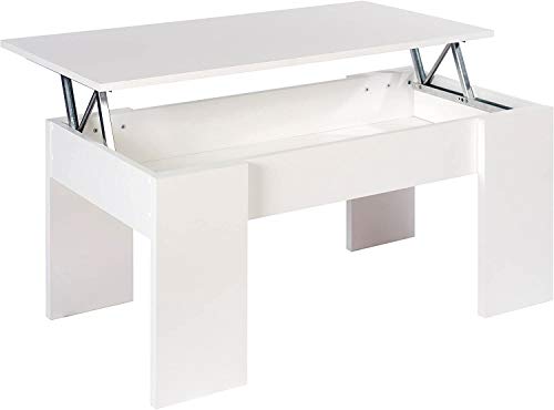 Mobelcenter - Mesa elevable Gala - Mesa de Centro elevable - Mesa Auxiliar elevable - Blanca - 90 cm x 50 cm (0693)