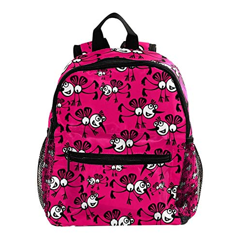 Mochila para niños con mochila para niños y niñas de guardería de escuela primaria Outing Funny Rabbit Mosquitos de dibujos animados rojos 25.4x10x30 CM/10x4x12 in