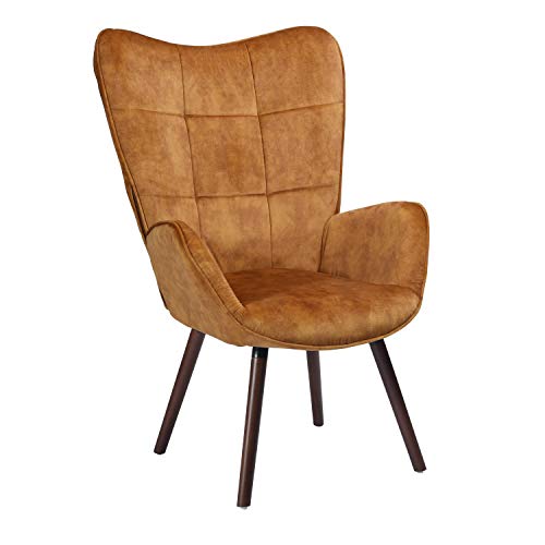 Mueble Cosy - Sillón Grande de Estilo escandinavo con un Revestimiento de Tejido marrón, reposabrazos Acolchados y Patas de Madera Maciza (Haya Oscuro), marrón y marrón Oscuro Mueble Cosy - Sillón Grande de Estilo escandinavo con un Revestimiento de Tejido marrón, reposabrazos Acolchados y Patas de Madera Maciza (Haya Oscuro), marrón y marrón Oscuro