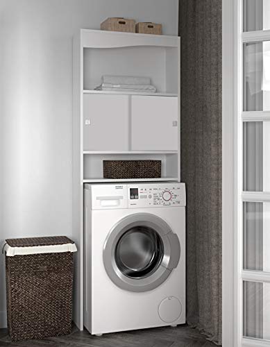 Mueble para lavadora, color blanco 64,3 X 177 X 19,2 cm