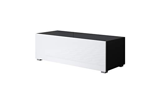 Mueble TV Luke H1 (100x32cm) Color Negro y Blanco con Patas estándar