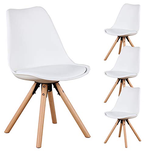 N / A MUEBLES HOME - Juego de 4 sillas de comedor, estilo moderno, ensambladas, diseño de silla tipo concha, con patas de madera y respaldo, cojín suave, para comedor, dormitorio, sala de estar N / A MUEBLES HOME - Juego de 4 sillas de comedor, estilo moderno, ensambladas, diseño de silla tipo concha, con patas de madera y respaldo, cojín suave, para comedor, dormitorio, sala de estar