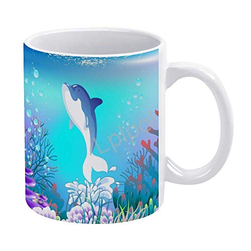 N\A Taza de café Blanca Dolphin de 11 onzas para Hombres/niños/Esposo/papá/Abuelo