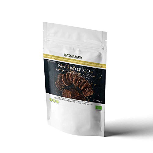 NATURSEED - Harina de Pan Proteico de Semillas de Calabaza Ecologico - 2,6gr de hidratos y 22% de proteinas - Apto para Dieta Keto, Cetogenica, Paleo - 2 panes (500GR)
