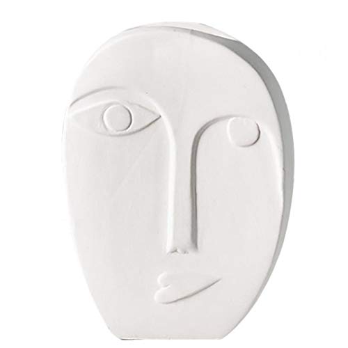 Nicetruc Florero de la Cara Humana Tiesto de cerámica Blanca Decoración nórdica para el hogar Oficina de Mesa para la Oficina en casa (14.5x10.3x4.5cm)