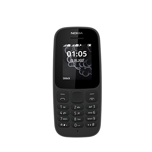 Nokia 105 4.57 cm (1.8") 73 g Black Feature phone - Teléfono móvil (Bar, 4.57 cm (1.8"), 120 x 160 pixels, 800 mAh, Black). International Version